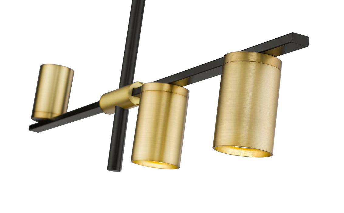 Linear Chandelier Z-Lite 814-3L-MB-OBR Matte Black + Olde Brass Calumet 3 Light Linear Chandelier Z-Lite