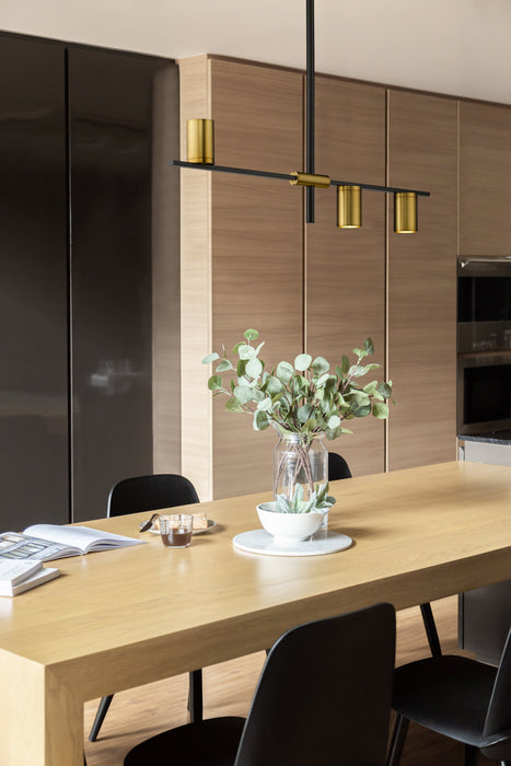 Linear Chandelier Z-Lite 814-3L-MB-OBR Matte Black + Olde Brass Calumet 3 Light Linear Chandelier Z-Lite