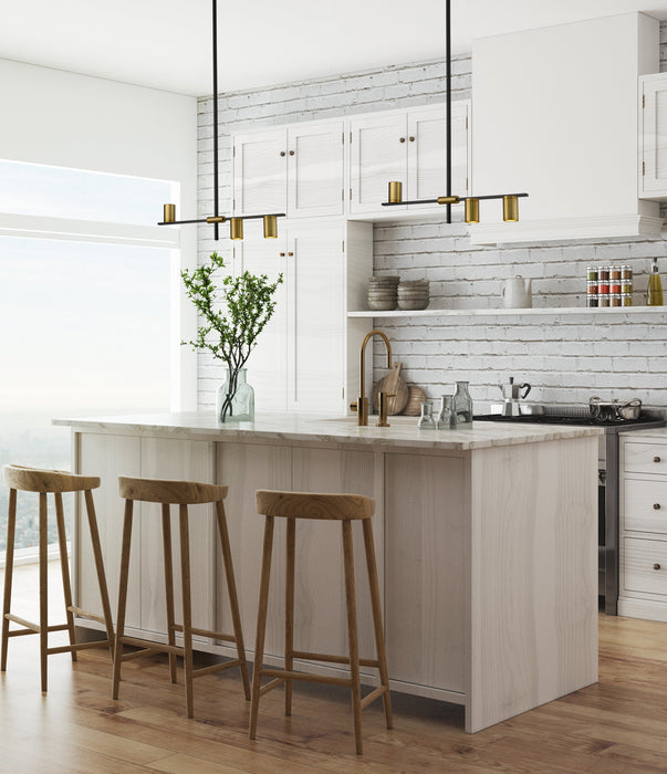 Linear Chandelier Z-Lite 814-3L-MB-OBR Matte Black + Olde Brass Calumet 3 Light Linear Chandelier Z-Lite