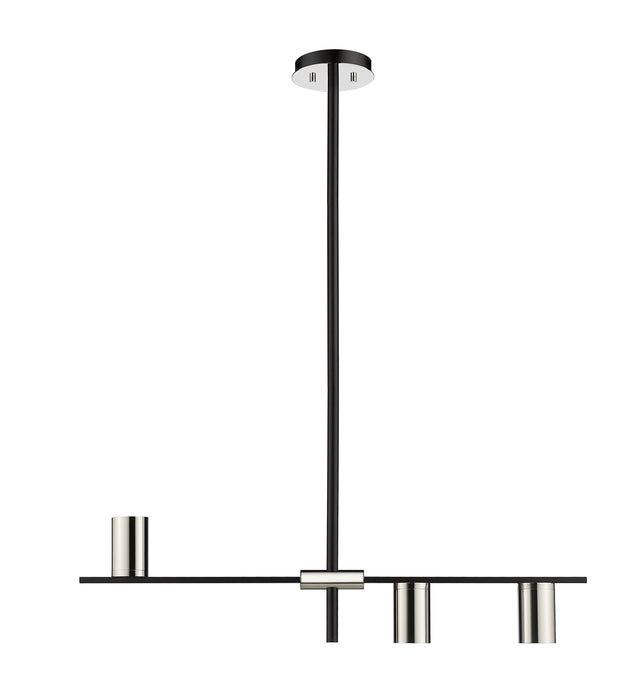 Linear Chandelier Z-Lite 814-3L-MB-PN Matte Black + Polished Nickel Calumet 3 Light Linear Chandelier Z-Lite