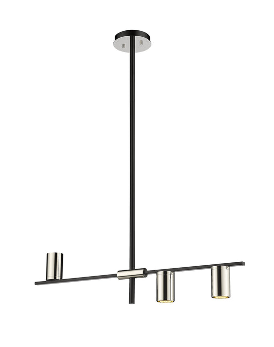 Linear Chandelier Z-Lite 814-3L-MB-PN Matte Black + Polished Nickel Calumet 3 Light Linear Chandelier Z-Lite