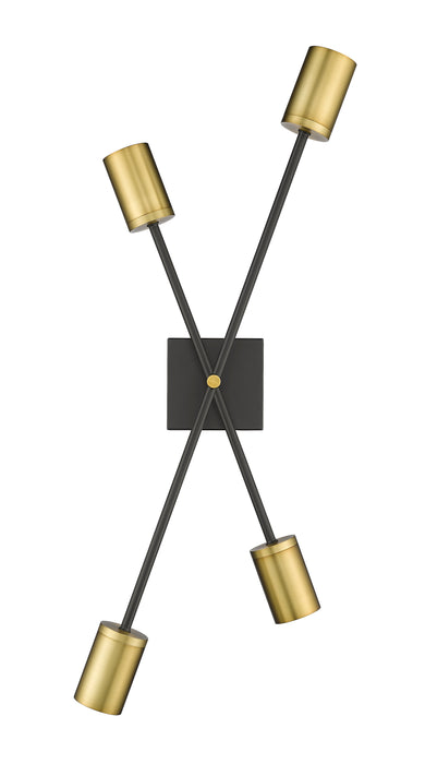 Wall Sconce Z-Lite 814-4S-MB-OBR Matte Black + Olde Brass Calumet 4 Light Wall Sconce Z-Lite
