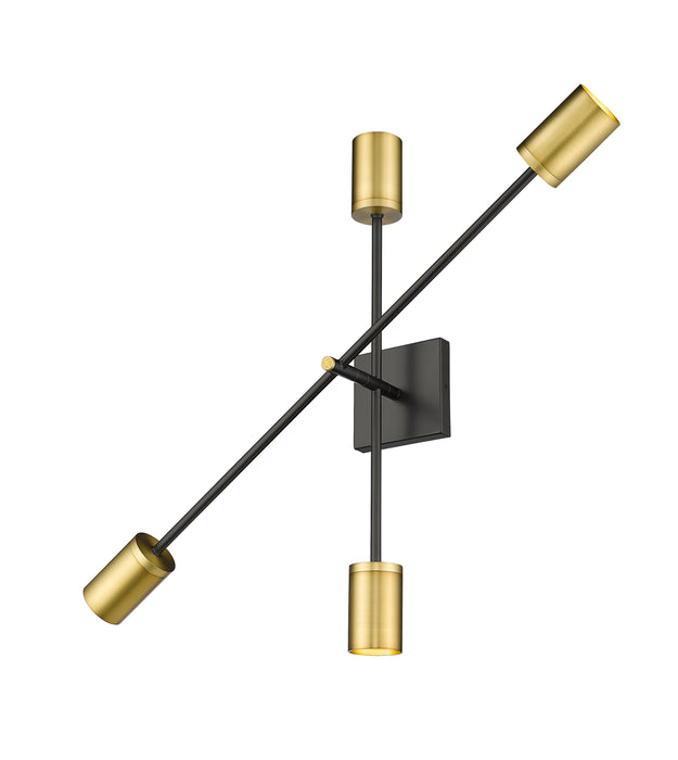 Wall Sconce Z-Lite 814-4S-MB-OBR Matte Black + Olde Brass Calumet 4 Light Wall Sconce Z-Lite