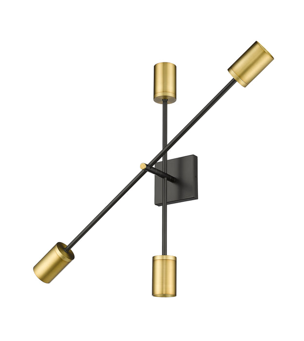Wall Sconce Z-Lite 814-4S-MB-OBR Matte Black + Olde Brass Calumet 4 Light Wall Sconce Z-Lite