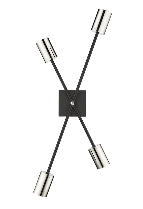 Wall Sconce Z-Lite 814-4S-MB-PN Matte Black + Polished Nickel Calumet 4 Light Wall Sconce Z-Lite