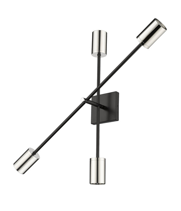 Wall Sconce Z-Lite 814-4S-MB-PN Matte Black + Polished Nickel Calumet 4 Light Wall Sconce Z-Lite