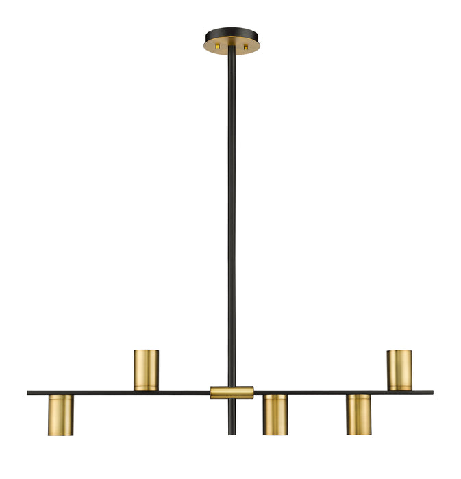 Linear Chandelier Z-Lite 814-5L-MB-OBR Matte Black + Olde Brass Calumet 5 Light Linear Chandelier Z-Lite