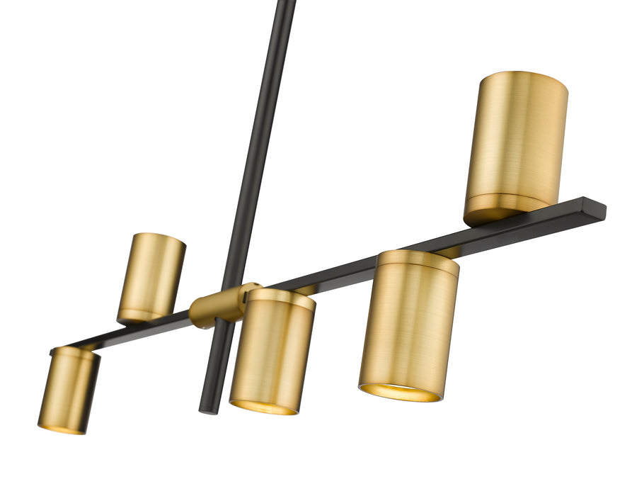 Linear Chandelier Z-Lite 814-5L-MB-OBR Matte Black + Olde Brass Calumet 5 Light Linear Chandelier Z-Lite