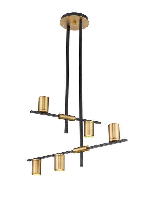 Chandelier Z-Lite 814-5MB-OBR Matte Black + Olde Brass Calumet 5 Light Chandelier Z-Lite