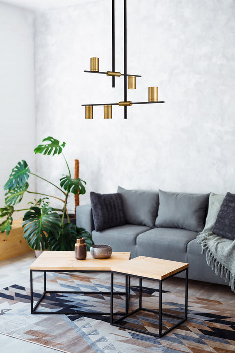 Chandelier Z-Lite 814-5MB-OBR Matte Black + Olde Brass Calumet 5 Light Chandelier Z-Lite