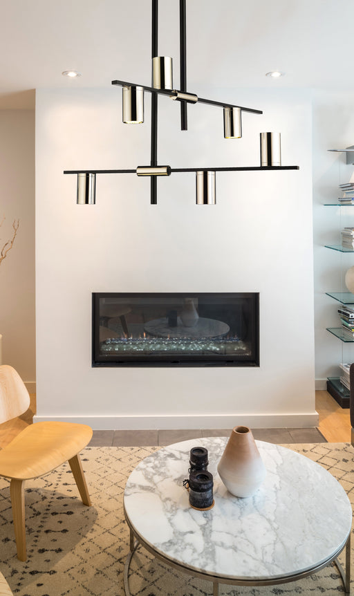 Chandelier Z-Lite 814-6MB-PN Matte Black + Polished Nickel Calumet 6 Light Chandelier Z-Lite
