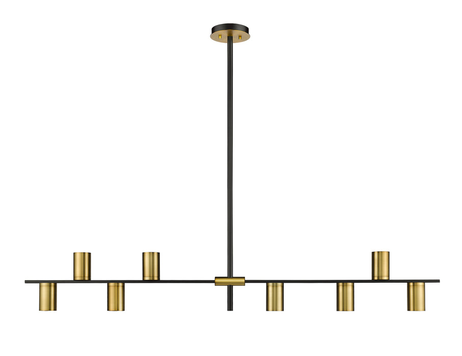 Linear Chandelier Z-Lite 814-8L-MB-OBR Matte Black + Olde Brass Calumet 8 Light Linear Chandelier Z-Lite