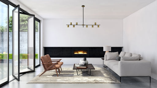 Linear Chandelier Z-Lite 814-8L-MB-OBR Matte Black + Olde Brass Calumet 8 Light Linear Chandelier Z-Lite