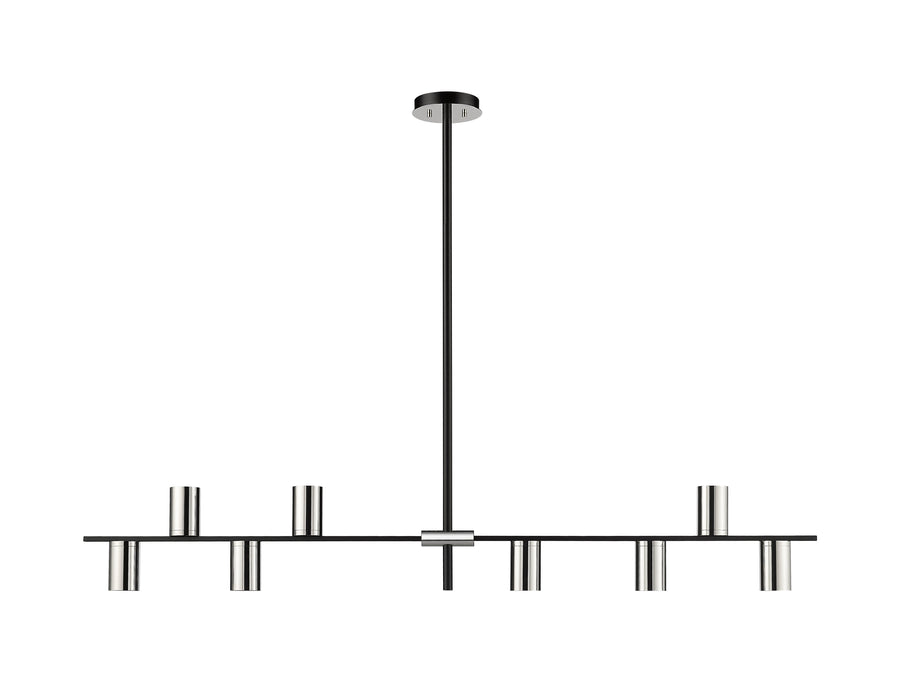 Linear Chandelier Z-Lite 814-8L-MB-PN Matte Black + Polished Nickel Calumet 8 Light Linear Chandelier Z-Lite