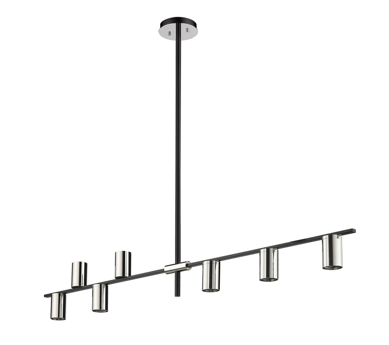 Linear Chandelier Z-Lite 814-8L-MB-PN Matte Black + Polished Nickel Calumet 8 Light Linear Chandelier Z-Lite