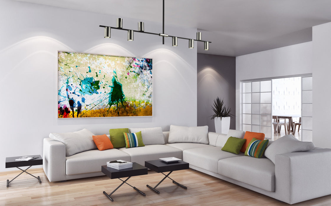 Linear Chandelier Z-Lite 814-8L-MB-PN Matte Black + Polished Nickel Calumet 8 Light Linear Chandelier Z-Lite