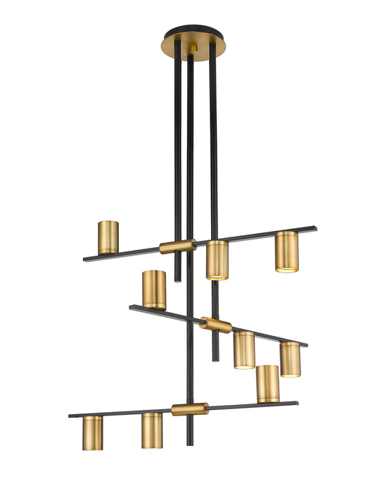 Chandelier Z-Lite 814-9MB-OBR Matte Black + Olde Brass Calumet 9 Light Chandelier Z-Lite