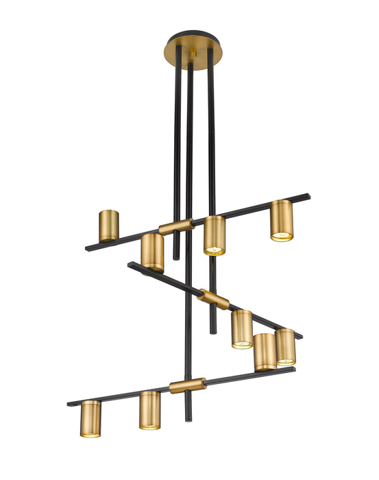 Chandelier Z-Lite 814-9MB-OBR Matte Black + Olde Brass Calumet 9 Light Chandelier Z-Lite