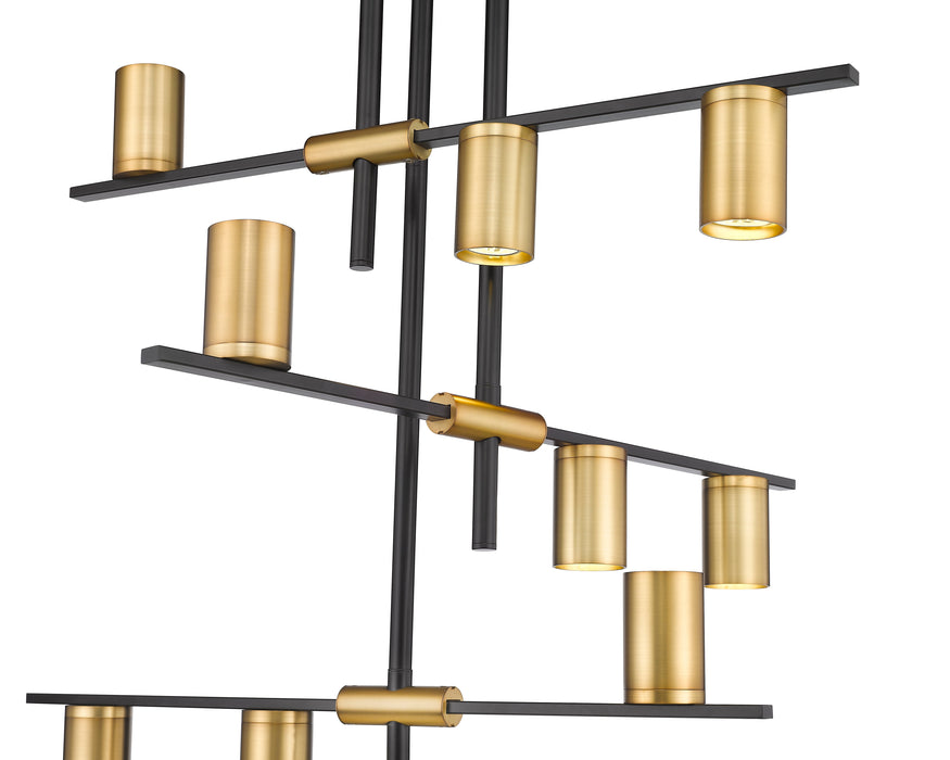 Chandelier Z-Lite 814-9MB-OBR Matte Black + Olde Brass Calumet 9 Light Chandelier Z-Lite