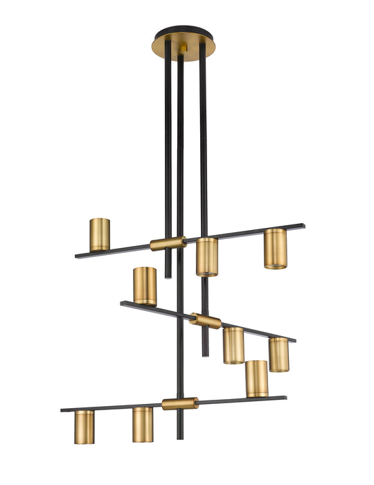 Chandelier Z-Lite 814-9MB-OBR Matte Black + Olde Brass Calumet 9 Light Chandelier Z-Lite