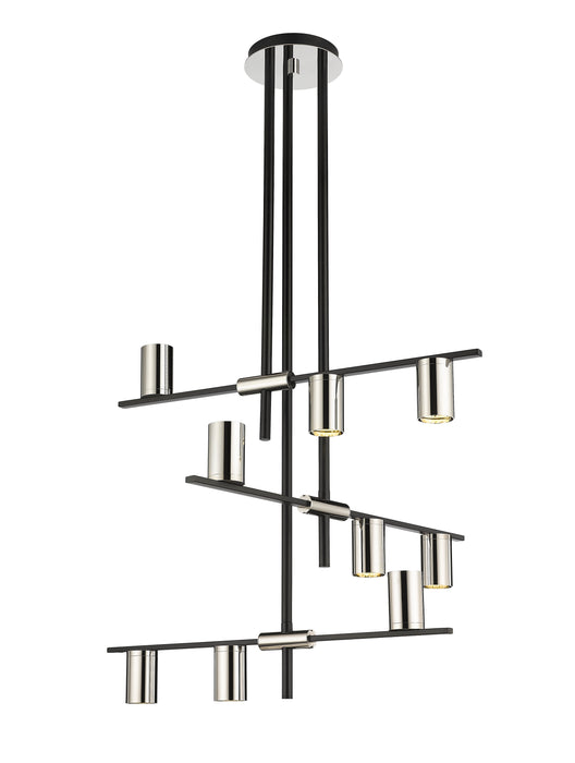 Chandelier Z-Lite 814-9MB-PN Matte Black + Polished Nickel Calumet 9 Light Chandelier Z-Lite
