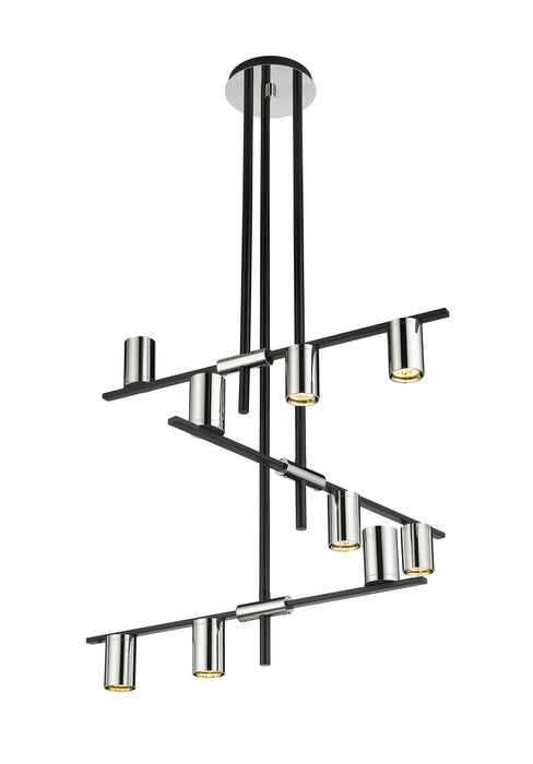 Chandelier Z-Lite 814-9MB-PN Matte Black + Polished Nickel Calumet 9 Light Chandelier Z-Lite