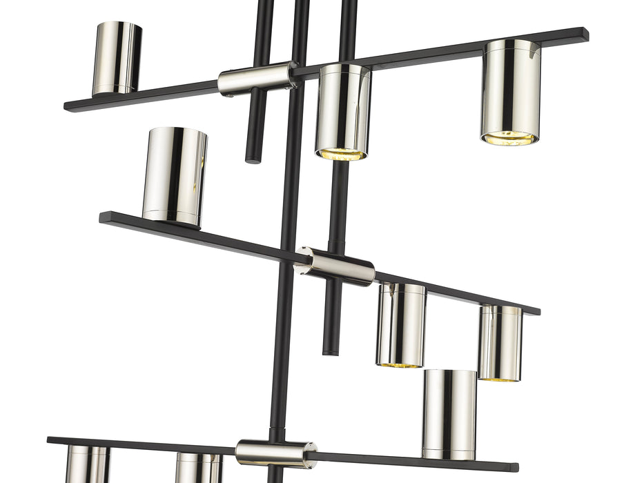 Chandelier Z-Lite 814-9MB-PN Matte Black + Polished Nickel Calumet 9 Light Chandelier Z-Lite