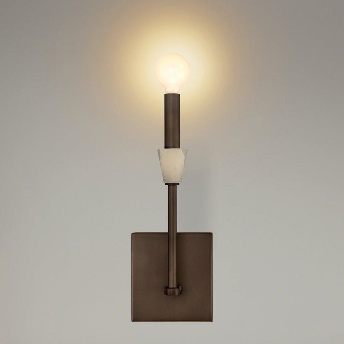 Wall Sconce Thesis 207367A Montclair 12 inch 1 light Forged Bronze and Natural Alabaster Wall Sconce THESIS