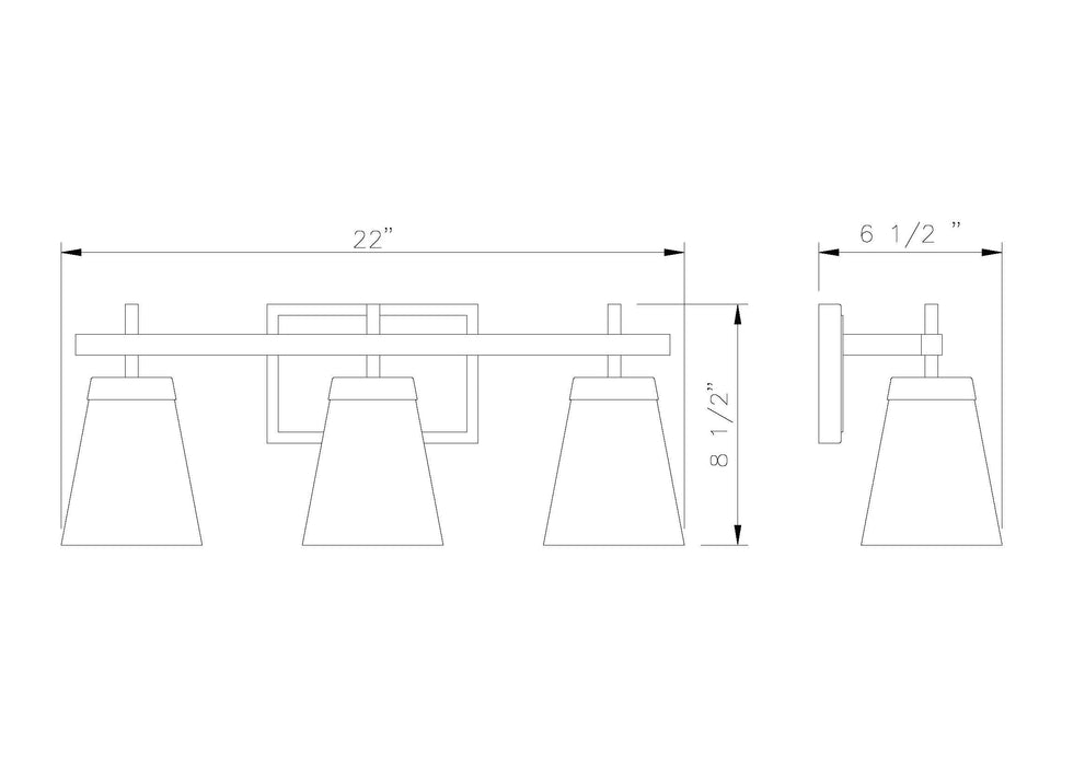 Vanity Z-Lite 819-3V-MB Matte Black Lauren 3 Light Vanity Z-Lite