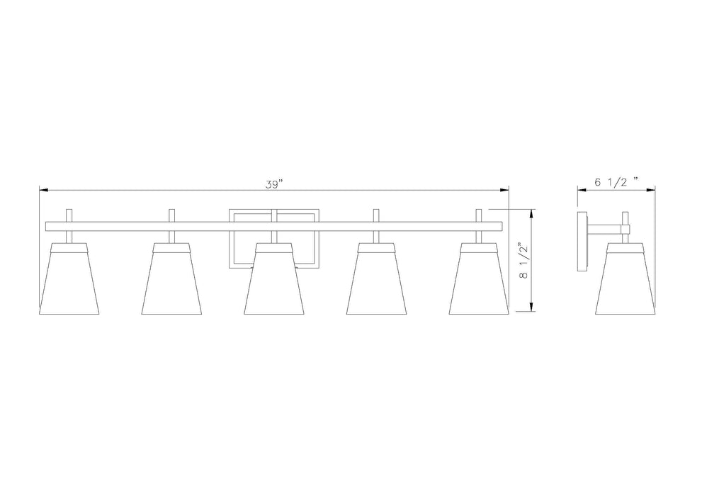 Vanity Z-Lite 819-5V-MB Matte Black Lauren 5 Light Vanity Z-Lite