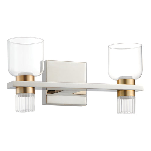 Vanity Light Thesis 207679A Amelia 15 inch 4 light Polished Nickel and Champagne Gold 5CCT LED Vanity Light with Clear and Clear Ribbed Glass THESIS