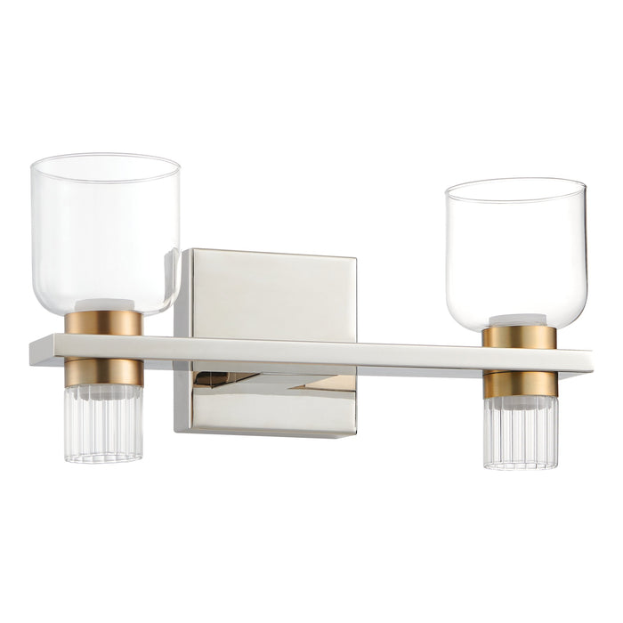 Vanity Light Thesis 207679A Amelia 15 inch 4 light Polished Nickel and Champagne Gold 5CCT LED Vanity Light with Clear and Clear Ribbed Glass THESIS