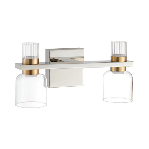 Vanity Light Thesis 207679A Amelia 15 inch 4 light Polished Nickel and Champagne Gold 5CCT LED Vanity Light with Clear and Clear Ribbed Glass THESIS