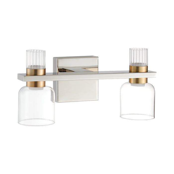 Vanity Light Thesis 207679A Amelia 15 inch 4 light Polished Nickel and Champagne Gold 5CCT LED Vanity Light with Clear and Clear Ribbed Glass THESIS