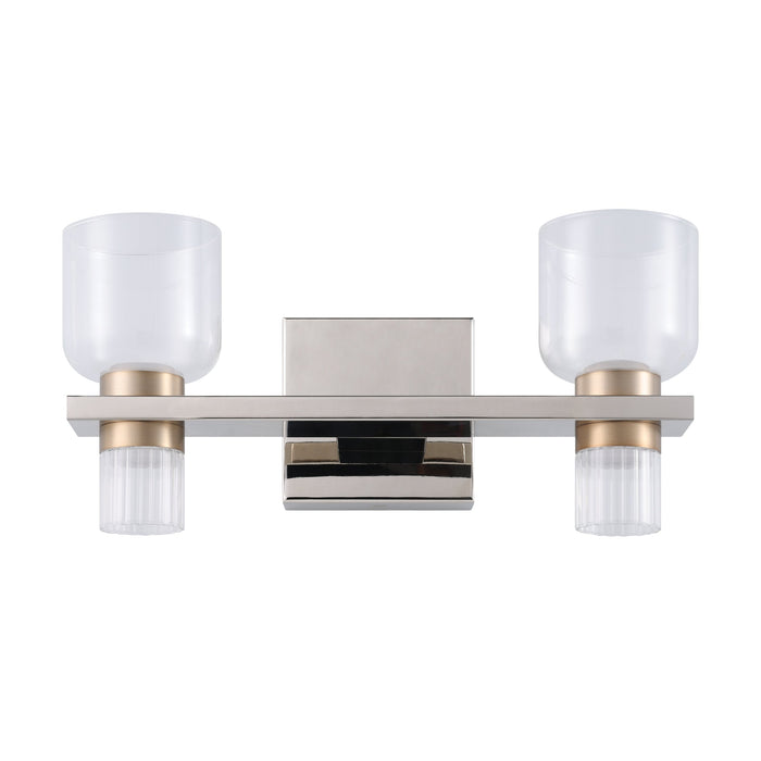 Vanity Light Thesis 207679A Amelia 15 inch 4 light Polished Nickel and Champagne Gold 5CCT LED Vanity Light with Clear and Clear Ribbed Glass THESIS