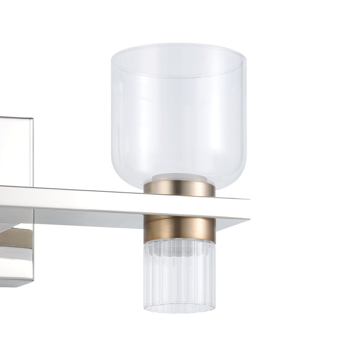 Vanity Light Thesis 207679A Amelia 15 inch 4 light Polished Nickel and Champagne Gold 5CCT LED Vanity Light with Clear and Clear Ribbed Glass THESIS
