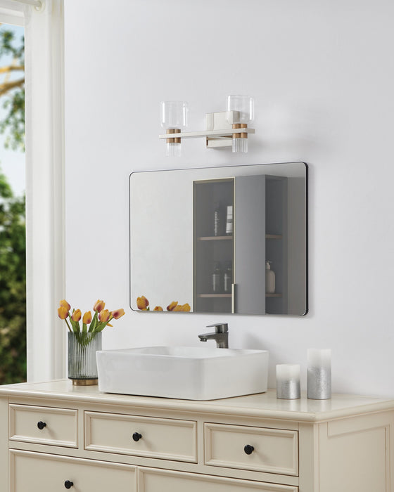 Vanity Light Thesis 207679A Amelia 15 inch 4 light Polished Nickel and Champagne Gold 5CCT LED Vanity Light with Clear and Clear Ribbed Glass THESIS