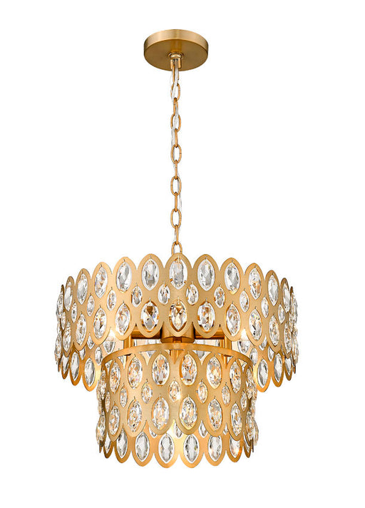 Pendant Z-Lite 822P15-HB Dealey Heirloom Brass and Crystal Two Tier Small Pendant Z-Lite