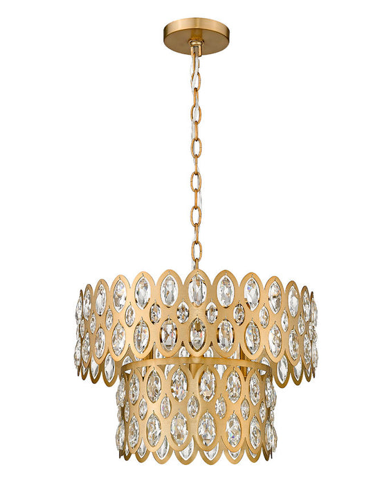 Pendant Z-Lite 822P15-HB Dealey Heirloom Brass and Crystal Two Tier Small Pendant Z-Lite