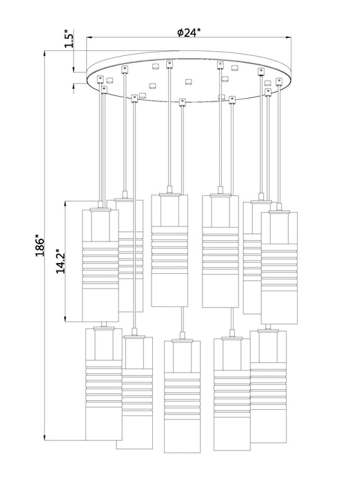 Chandelier Z-Lite 824P-11R-MGLD Modern Gold Alton 11 Light Chandelier Z-Lite