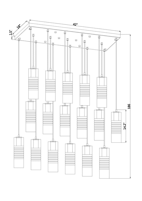 Linear Chandelier Z-Lite 824P-17L-BN Brushed Nickel Alton 17 Light Linear Chandelier Z-Lite