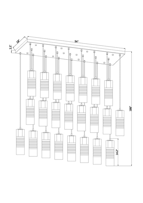 Linear Chandelier Z-Lite 824P-23L-MB Matte Black Alton 23 Light Linear Chandelier Z-Lite