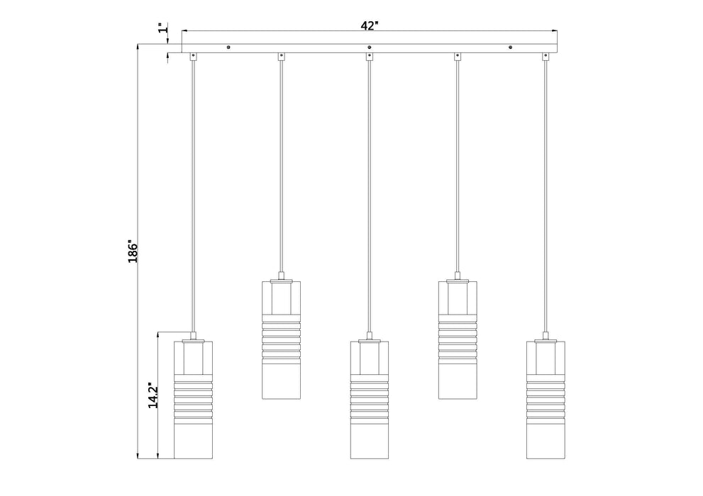 Linear Chandelier Z-Lite 824P-5L-MGLD Modern Gold Alton 5 Light Linear Chandelier Z-Lite