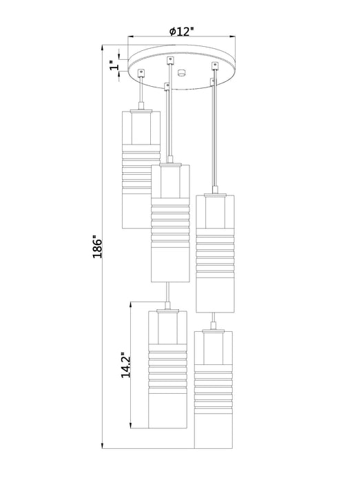 Chandelier Z-Lite 824P-5R-MB Matte Black Alton 5 Light Chandelier Z-Lite