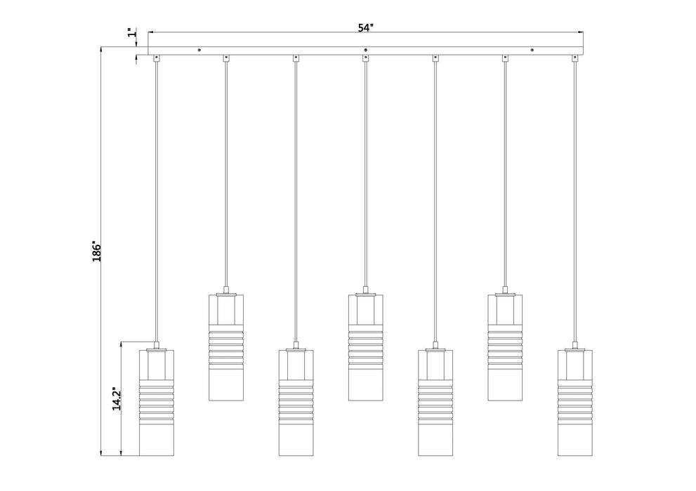 Linear Chandelier Z-Lite 824P-7L-BN Brushed Nickel Alton 7 Light Linear Chandelier Z-Lite