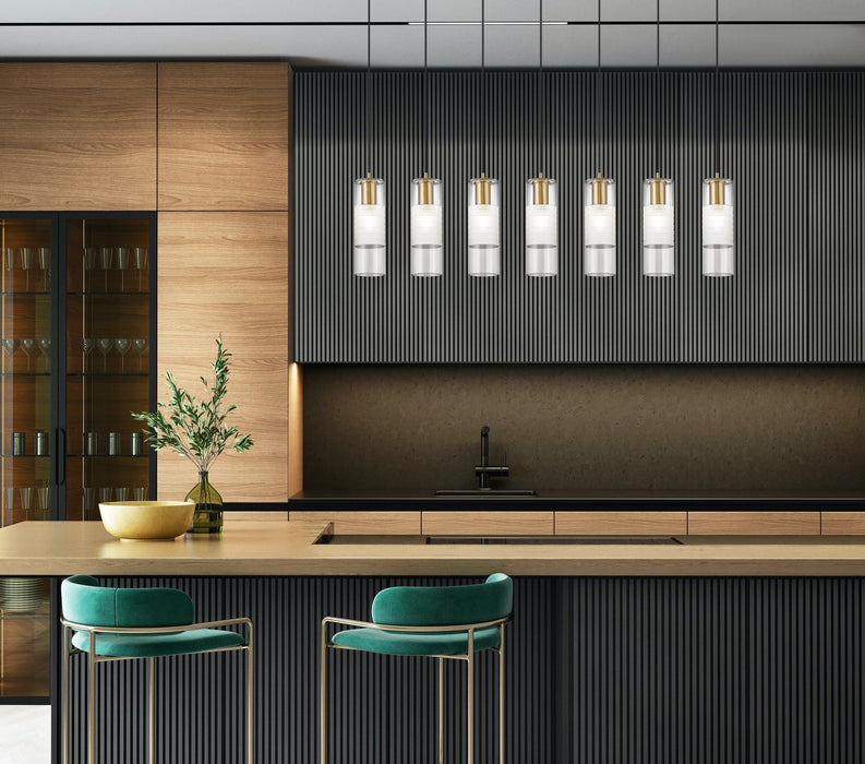 Linear Chandelier Z-Lite 824P-7L-MGLD Modern Gold Alton 7 Light Linear Chandelier Z-Lite