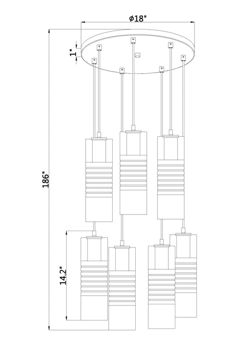 Chandelier Z-Lite 824P-7R-MB Matte Black Alton 7 Light Chandelier Z-Lite
