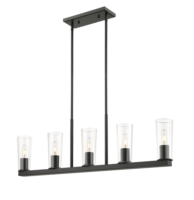 Linear Chandelier Z-Lite 826-5L-MB Matte Black Titus 5 Light Linear Chandelier Z-Lite
