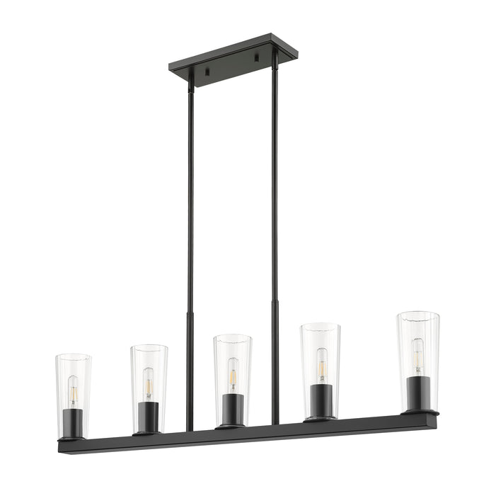 Linear Chandelier Z-Lite 826-5L-MB Matte Black Titus 5 Light Linear Chandelier Z-Lite