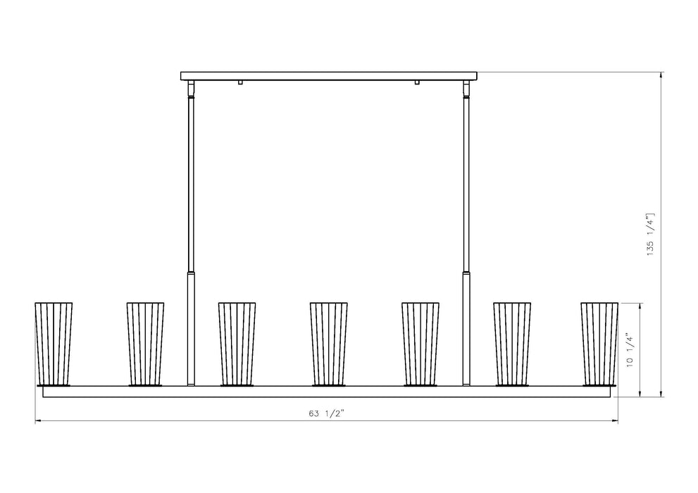 Linear Chandelier Z-Lite 826-7L-MGLD Modern Gold Titus 7 Light Linear Chandelier Z-Lite